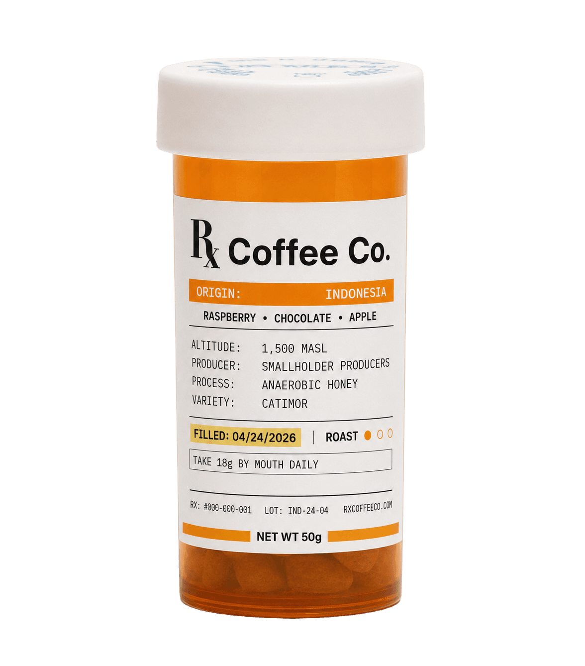 Comfort dose bottle — Chocolatey. Approachable.